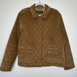 Eddie Bauer Quilted Jacket 2XL Tan Corduroy Barn Chore